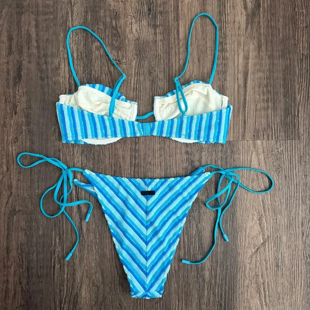 triangl swimwear Blue Striped Bikini Set